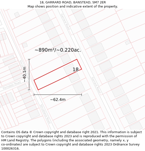 18, GARRARD ROAD, BANSTEAD, SM7 2ER: Plot and title map