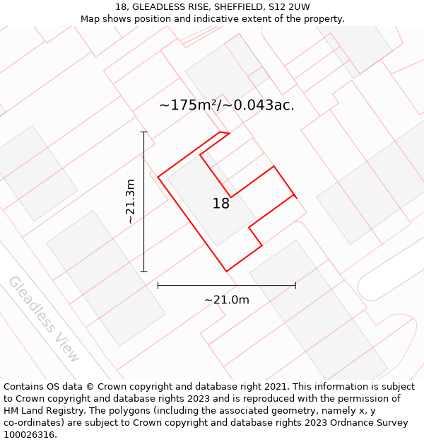 18, GLEADLESS RISE, SHEFFIELD, S12 2UW: Plot and title map