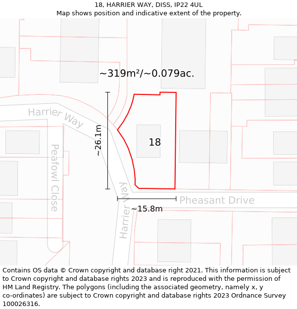 18, HARRIER WAY, DISS, IP22 4UL: Plot and title map