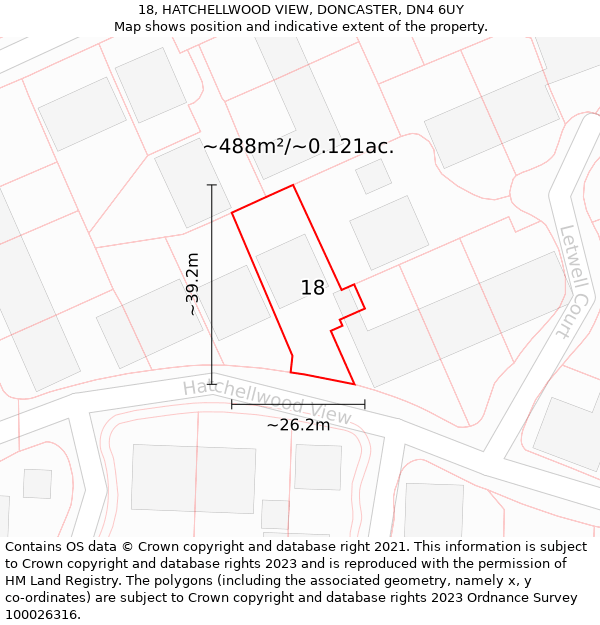 18, HATCHELLWOOD VIEW, DONCASTER, DN4 6UY: Plot and title map