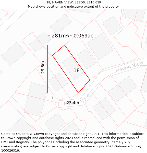 18, HAVEN VIEW, LEEDS, LS16 6SP: Plot and title map