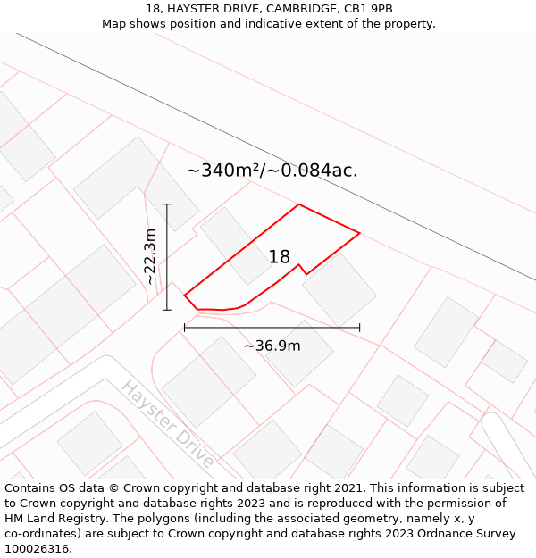 18, HAYSTER DRIVE, CAMBRIDGE, CB1 9PB: Plot and title map