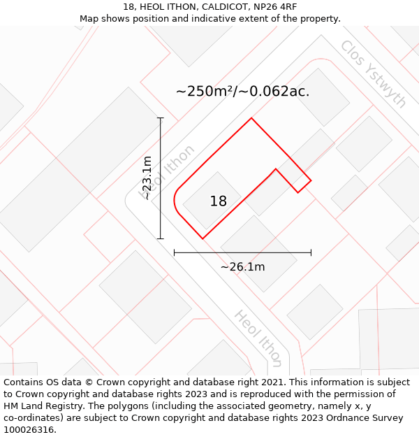 18, HEOL ITHON, CALDICOT, NP26 4RF: Plot and title map