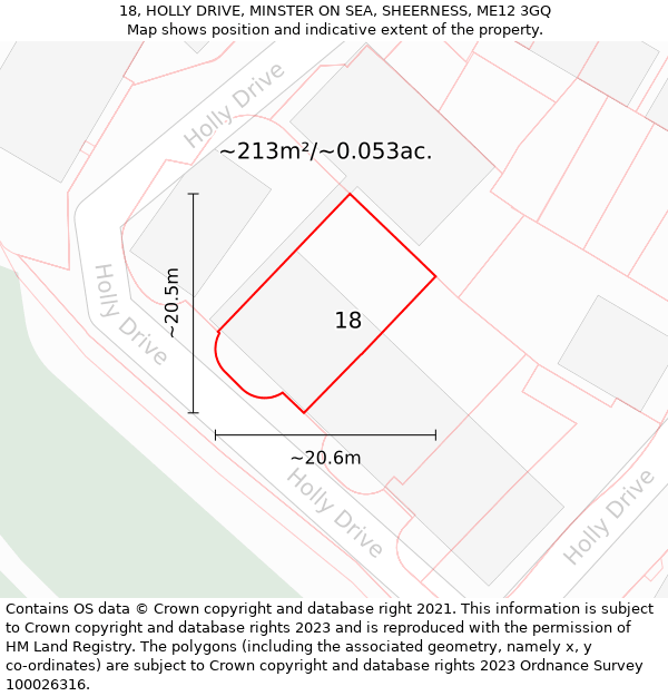 18, HOLLY DRIVE, MINSTER ON SEA, SHEERNESS, ME12 3GQ: Plot and title map