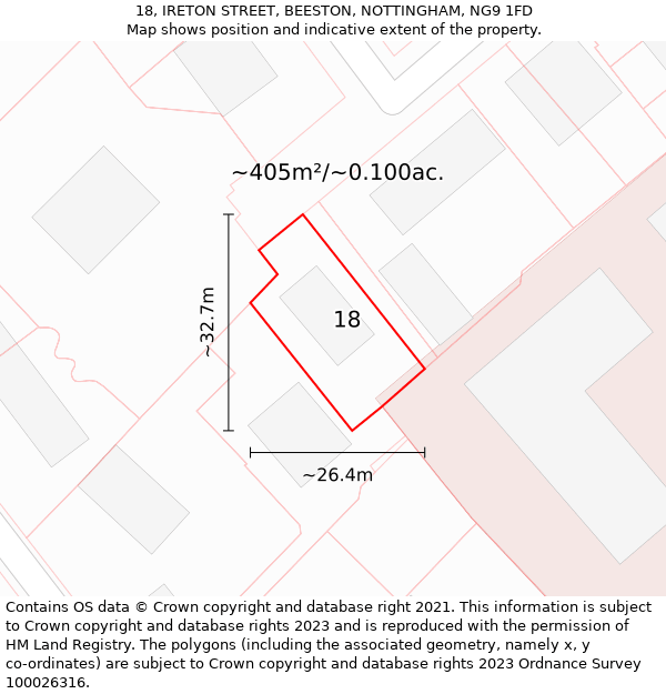 18, IRETON STREET, BEESTON, NOTTINGHAM, NG9 1FD: Plot and title map