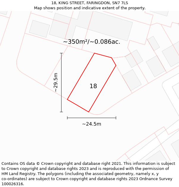 18, KING STREET, FARINGDON, SN7 7LS: Plot and title map