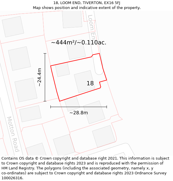 18, LOOM END, TIVERTON, EX16 5FJ: Plot and title map