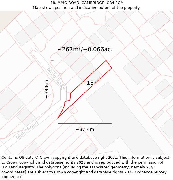 18, MAIO ROAD, CAMBRIDGE, CB4 2GA: Plot and title map