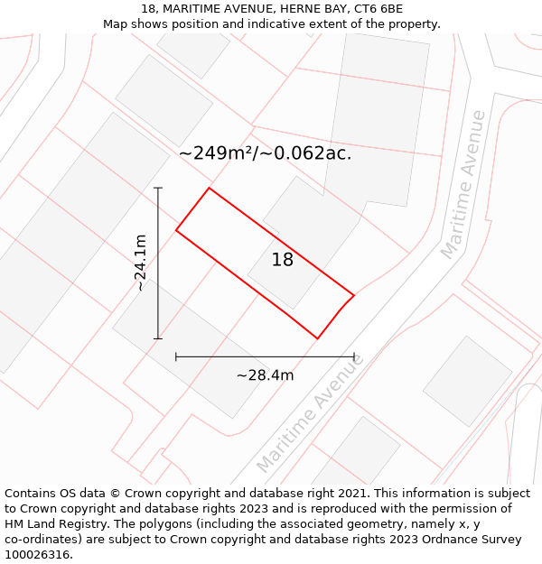 18, MARITIME AVENUE, HERNE BAY, CT6 6BE: Plot and title map