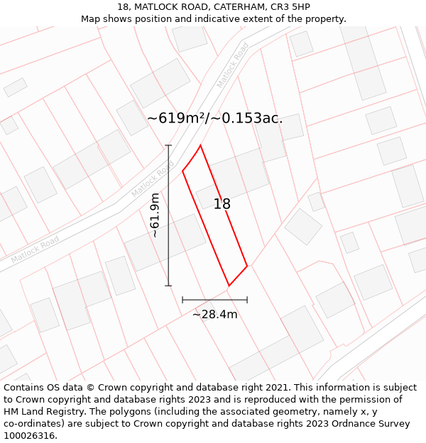 18, MATLOCK ROAD, CATERHAM, CR3 5HP: Plot and title map