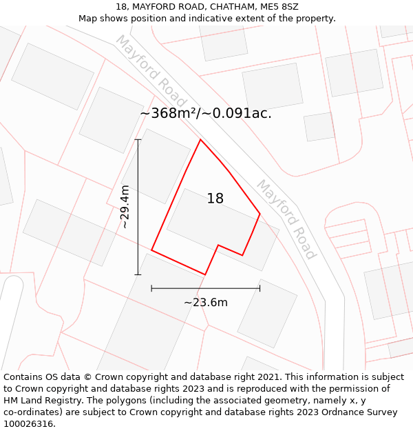 18, MAYFORD ROAD, CHATHAM, ME5 8SZ: Plot and title map