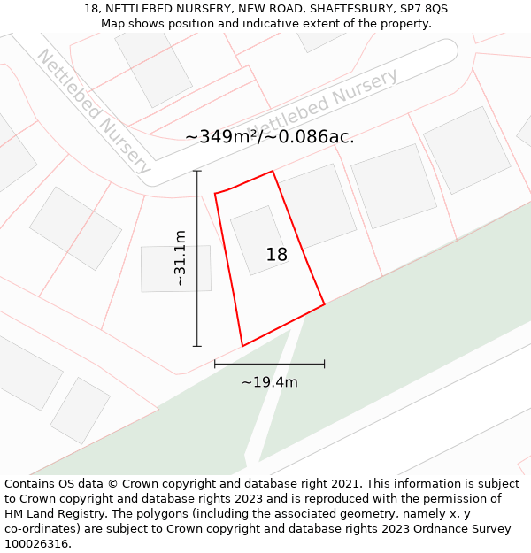 18, NETTLEBED NURSERY, NEW ROAD, SHAFTESBURY, SP7 8QS: Plot and title map