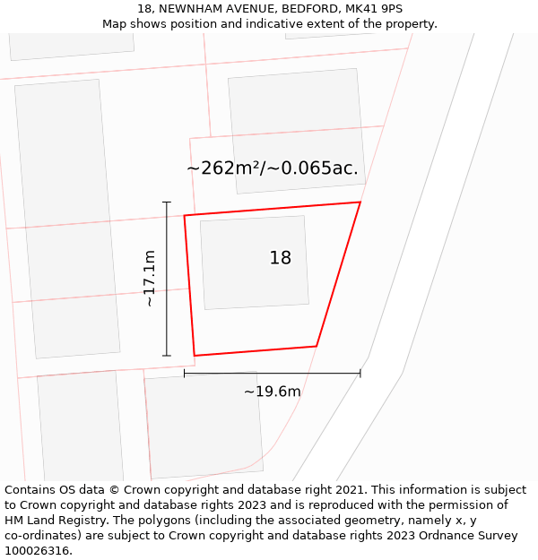 18, NEWNHAM AVENUE, BEDFORD, MK41 9PS: Plot and title map