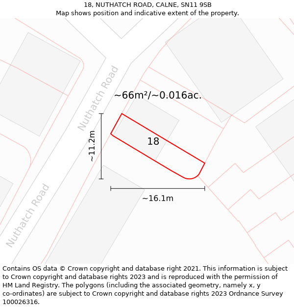 18, NUTHATCH ROAD, CALNE, SN11 9SB: Plot and title map