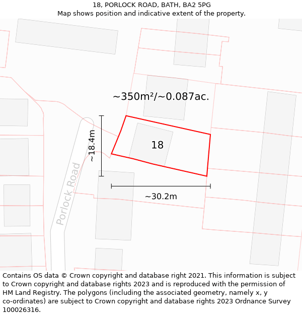 18, PORLOCK ROAD, BATH, BA2 5PG: Plot and title map