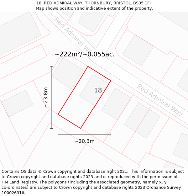 18, RED ADMIRAL WAY, THORNBURY, BRISTOL, BS35 1FH: Plot and title map