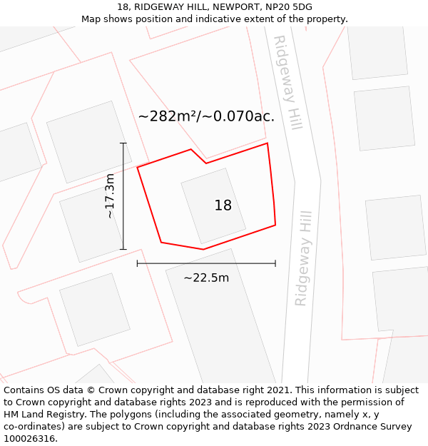 18, RIDGEWAY HILL, NEWPORT, NP20 5DG: Plot and title map