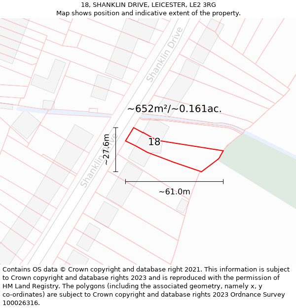 18, SHANKLIN DRIVE, LEICESTER, LE2 3RG: Plot and title map