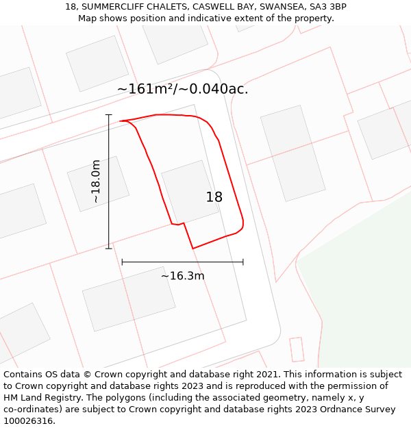 18, SUMMERCLIFF CHALETS, CASWELL BAY, SWANSEA, SA3 3BP: Plot and title map