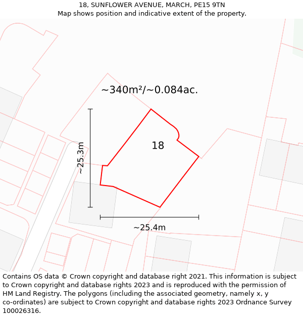 18, SUNFLOWER AVENUE, MARCH, PE15 9TN: Plot and title map