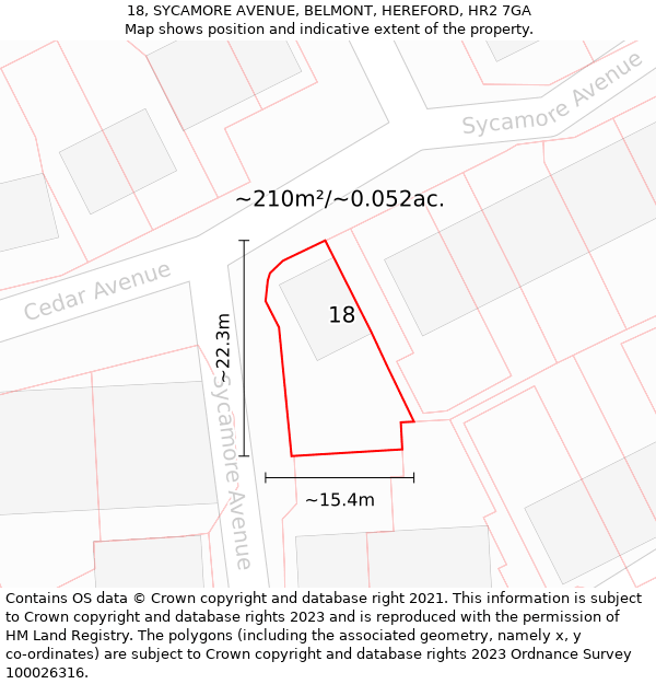 18, SYCAMORE AVENUE, BELMONT, HEREFORD, HR2 7GA: Plot and title map