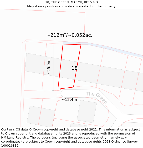 18, THE GREEN, MARCH, PE15 8JD: Plot and title map