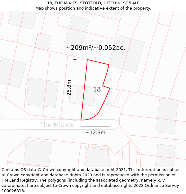 18, THE MIXIES, STOTFOLD, HITCHIN, SG5 4LF: Plot and title map