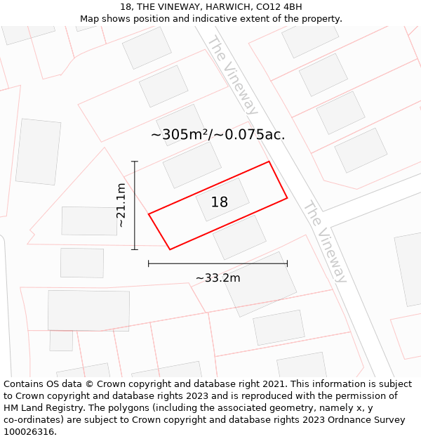 18, THE VINEWAY, HARWICH, CO12 4BH: Plot and title map