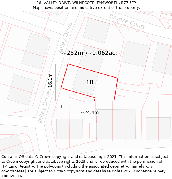 18, VALLEY DRIVE, WILNECOTE, TAMWORTH, B77 5FP: Plot and title map