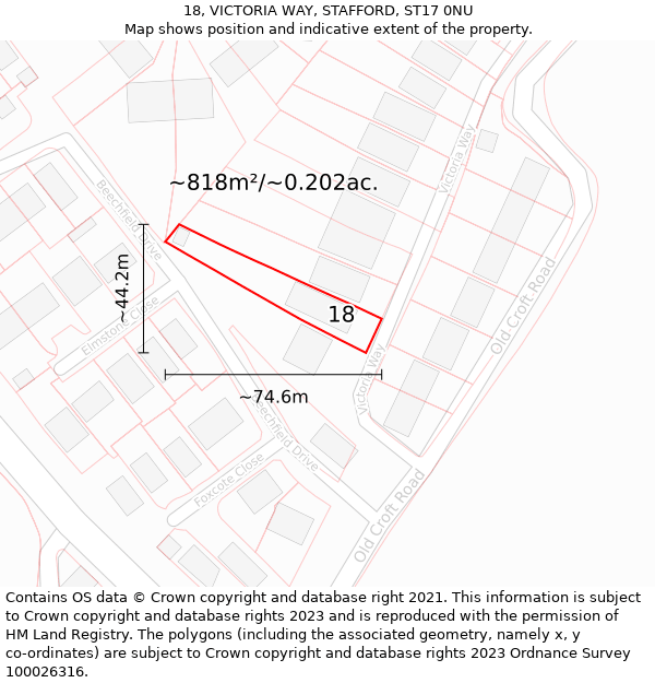 18, VICTORIA WAY, STAFFORD, ST17 0NU: Plot and title map