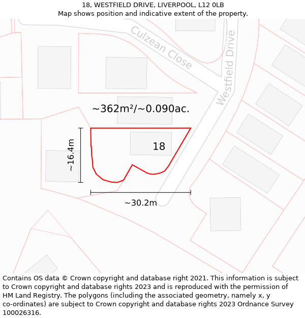 18, WESTFIELD DRIVE, LIVERPOOL, L12 0LB: Plot and title map
