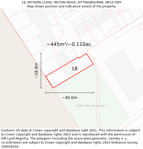 18, WYVERN CLOSE, MILTON REGIS, SITTINGBOURNE, ME10 2WY: Plot and title map