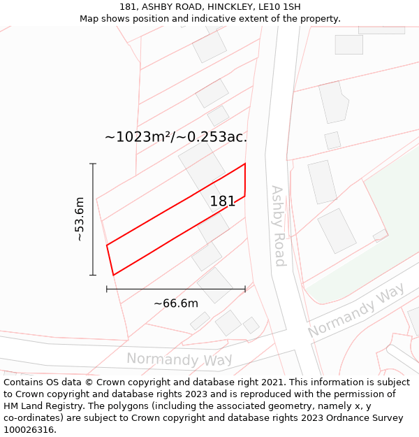 181, ASHBY ROAD, HINCKLEY, LE10 1SH: Plot and title map