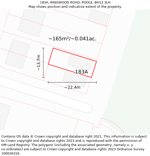 183A, RINGWOOD ROAD, POOLE, BH12 3LH: Plot and title map