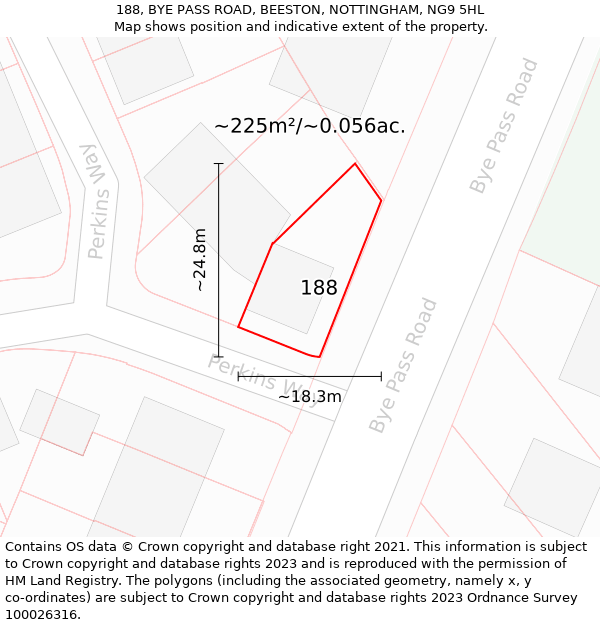 188, BYE PASS ROAD, BEESTON, NOTTINGHAM, NG9 5HL: Plot and title map