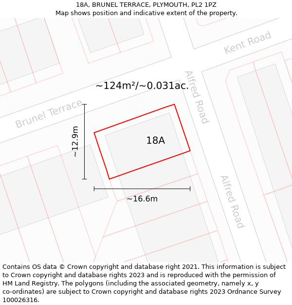 18A, BRUNEL TERRACE, PLYMOUTH, PL2 1PZ: Plot and title map