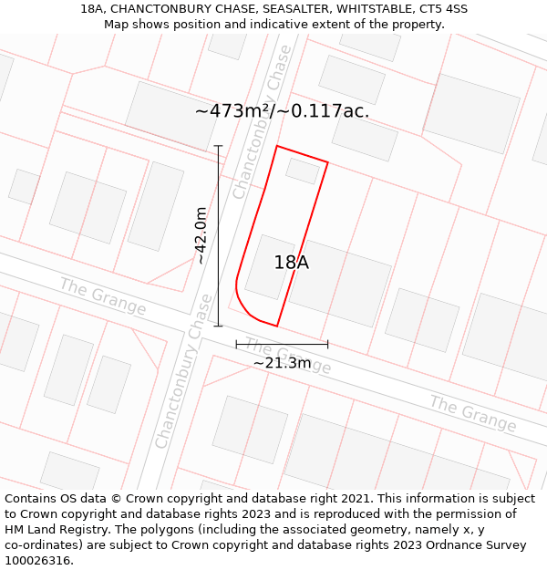 18A, CHANCTONBURY CHASE, SEASALTER, WHITSTABLE, CT5 4SS: Plot and title map