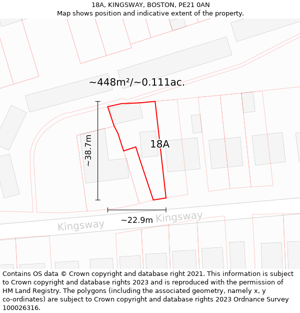18A, KINGSWAY, BOSTON, PE21 0AN: Plot and title map