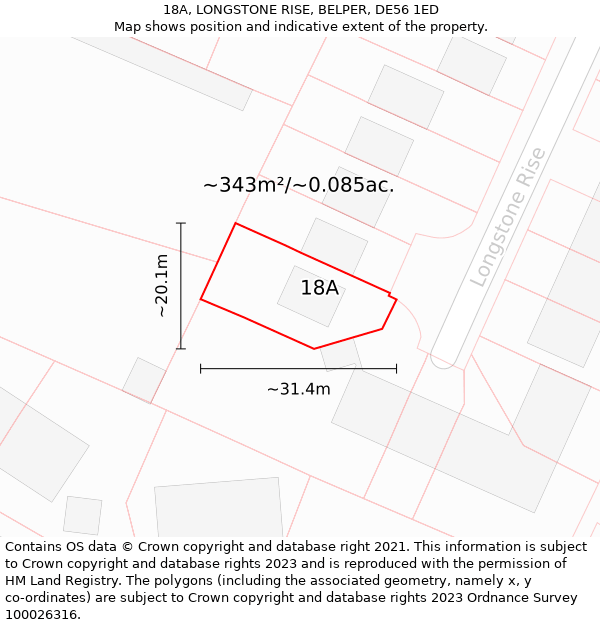 18A, LONGSTONE RISE, BELPER, DE56 1ED: Plot and title map