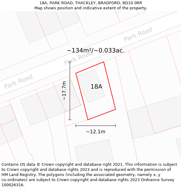 18A, PARK ROAD, THACKLEY, BRADFORD, BD10 0RR: Plot and title map