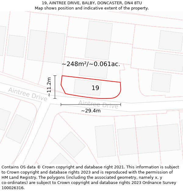 19, AINTREE DRIVE, BALBY, DONCASTER, DN4 8TU: Plot and title map