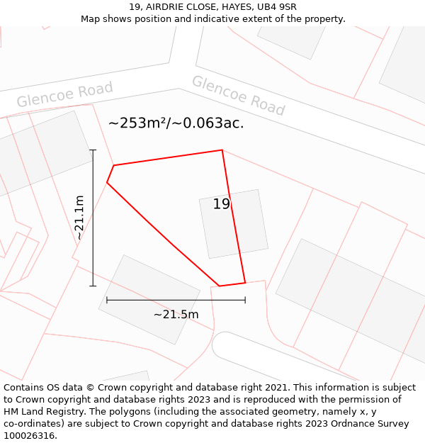19, AIRDRIE CLOSE, HAYES, UB4 9SR: Plot and title map