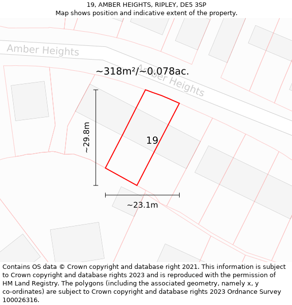 19, AMBER HEIGHTS, RIPLEY, DE5 3SP: Plot and title map