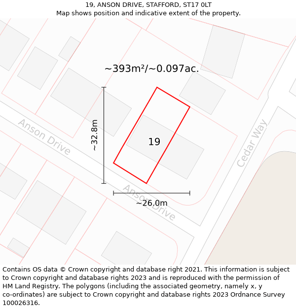 19, ANSON DRIVE, STAFFORD, ST17 0LT: Plot and title map