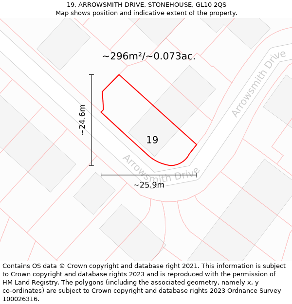 19, ARROWSMITH DRIVE, STONEHOUSE, GL10 2QS: Plot and title map