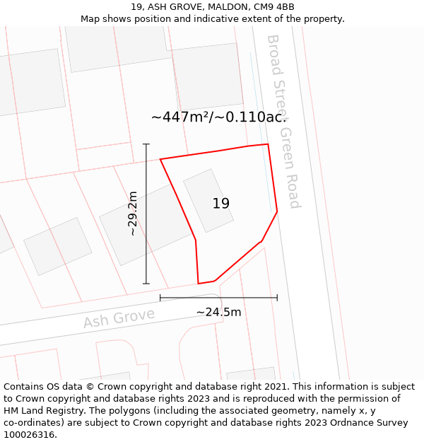 19, ASH GROVE, MALDON, CM9 4BB: Plot and title map