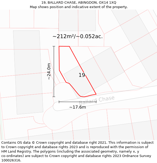 19, BALLARD CHASE, ABINGDON, OX14 1XQ: Plot and title map