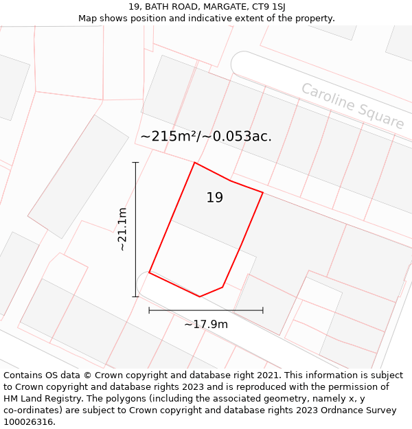 19, BATH ROAD, MARGATE, CT9 1SJ: Plot and title map