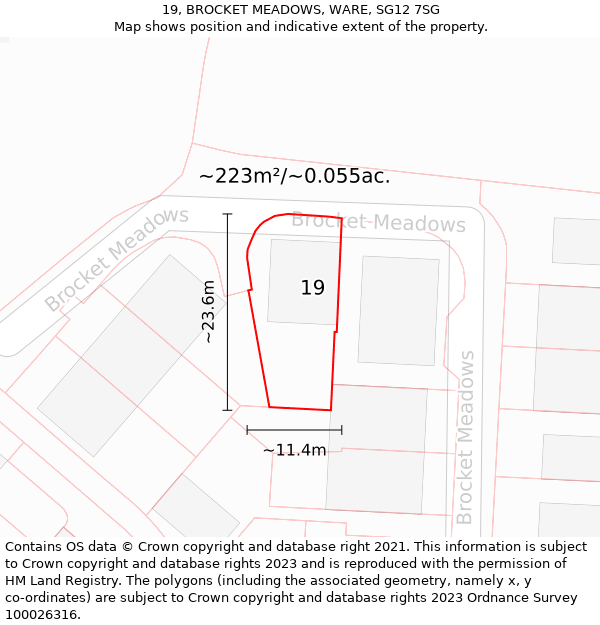 19, BROCKET MEADOWS, WARE, SG12 7SG: Plot and title map