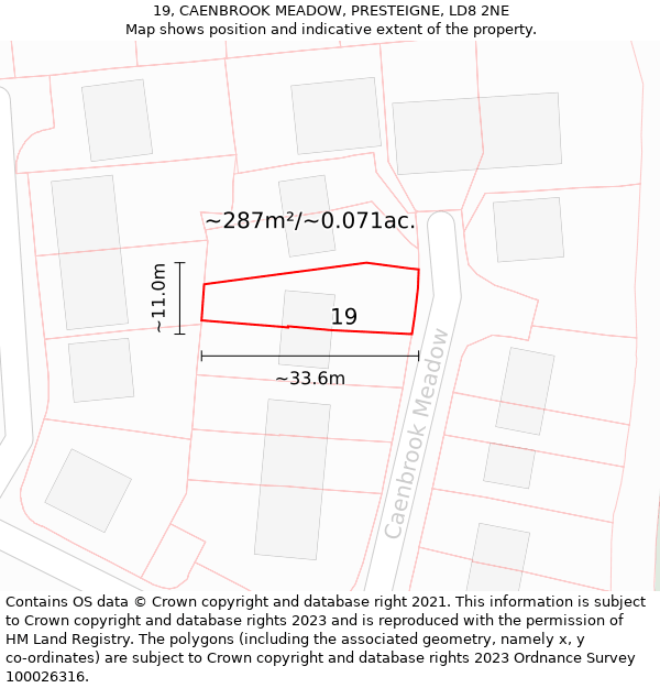 19, CAENBROOK MEADOW, PRESTEIGNE, LD8 2NE: Plot and title map